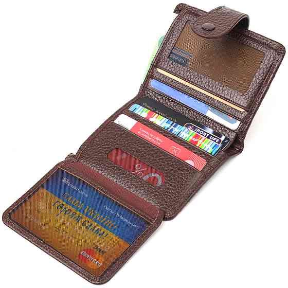 Компактный кошелек для мужчин из натуральной зернистой кожи CANPELLINI 21686 Коричневый Киев