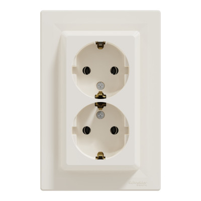 Розетка Schneider Electric ASFORA с заземлением двойная крем 16А (EPH9900123) Винница - изображение 1