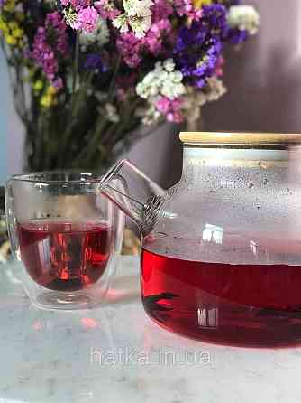 Чайник заварювальний Olens "Вестерос" 600 мл скляний із бамбуковою кришкою для дому та ресторану Київ