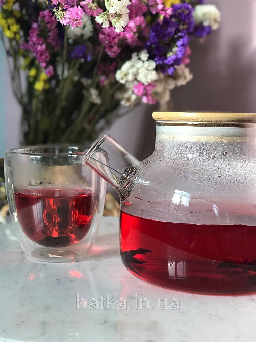 Чайник заварювальний Olens "Вестерос" 600 мл скляний із бамбуковою кришкою для дому та ресторану Київ - фото 2