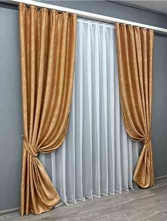 Комплект готовых штор VR-Textil Софт № 1745ш Золотистый 150х275 см 2 шт (33-0642) Киев