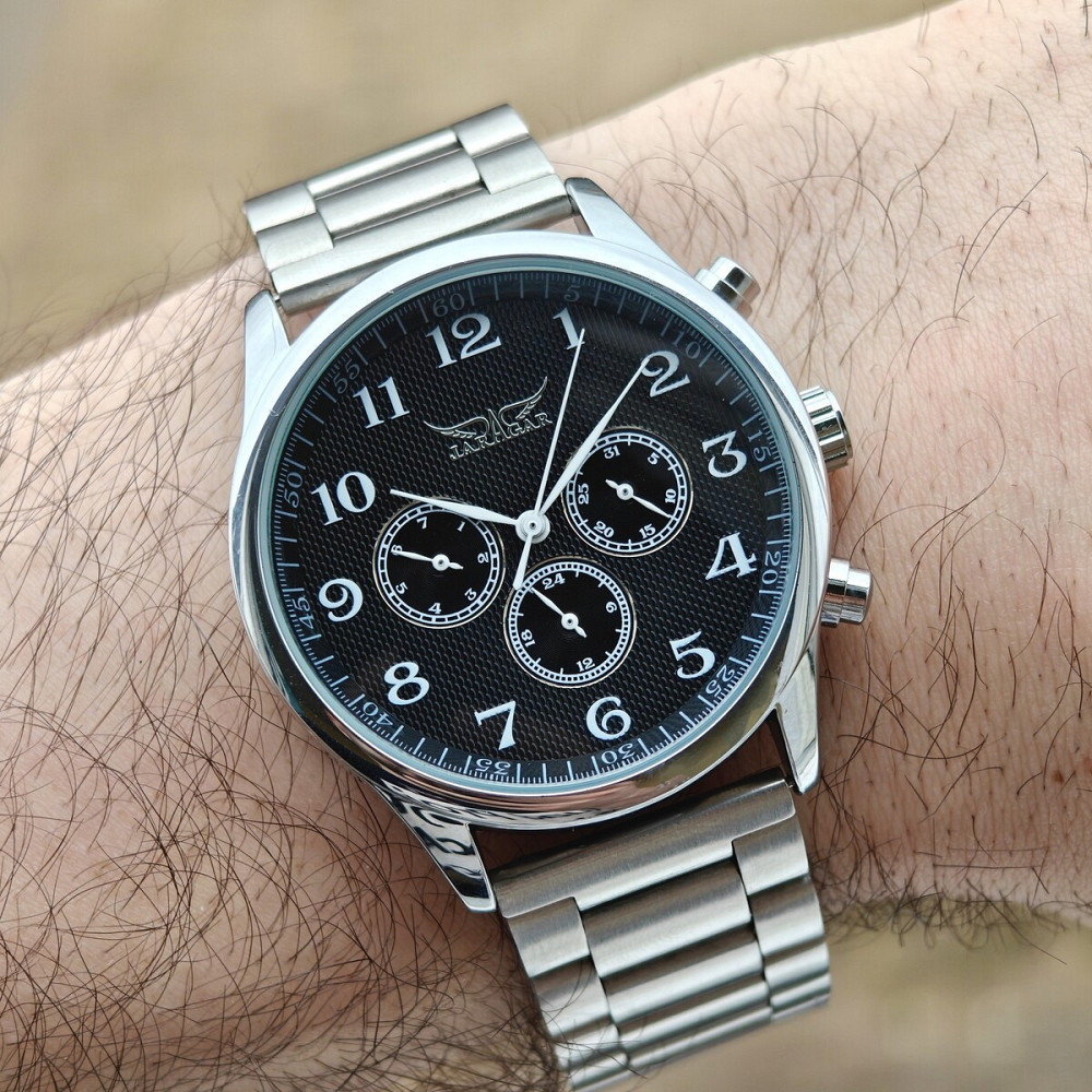 Годинник чоловічий механічний Jaragar Elite Pure Silver (2 ремінці) Київ - фото 12