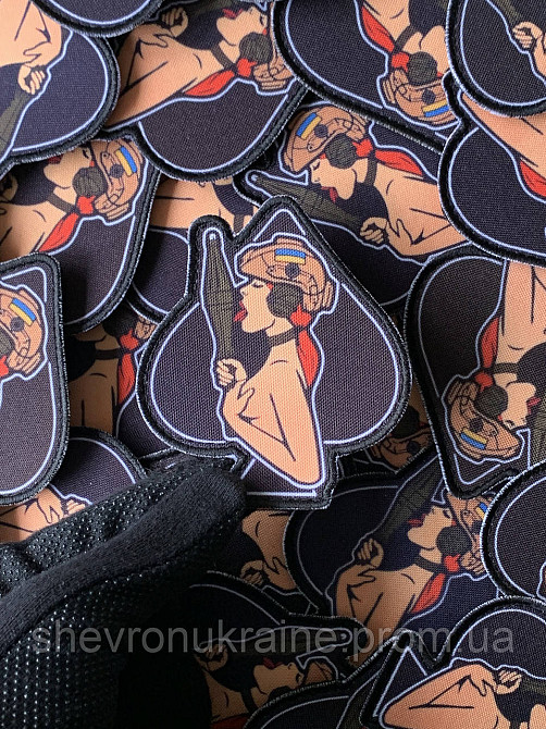 Печатный шеврон Пиковая дама (Форма контурная. На липучке) Размер 8x7см Киев - изображение 4