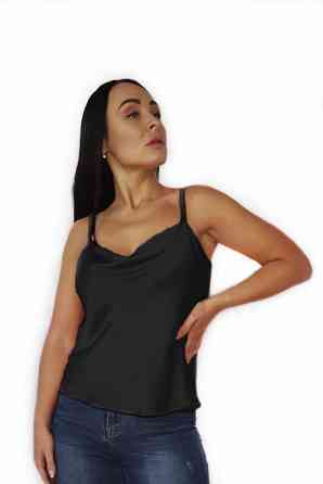 Базовая шелковая майка женская хомут Черный M Харьков