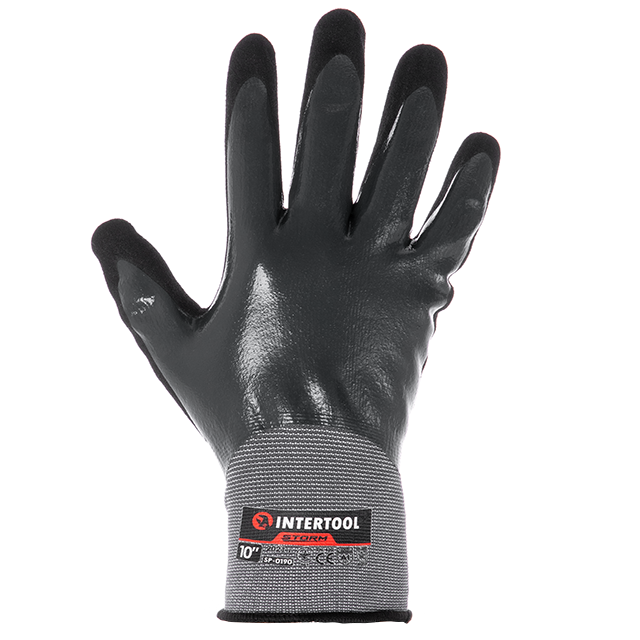 Рукавичка трикотажна з повним двошаровим нітриловим покриттям, базове гладке та пористе на долоні, синтетична, повітропроникна, Киев - изображение 2