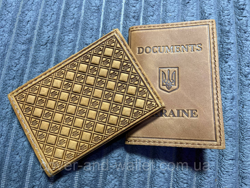 Шкіряна обкладинка на права та ID паспорт із файлами жовтого кольору ST Leather Київ - фото 5