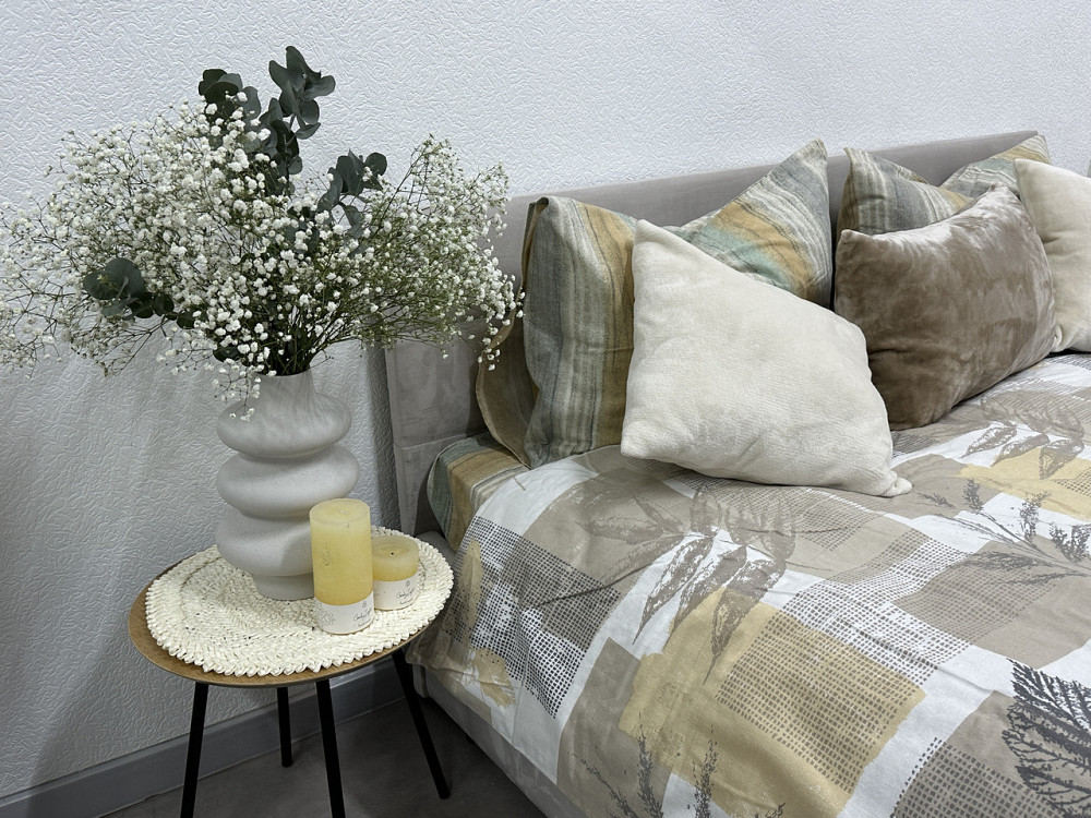 Ecotton Комплект постільної білизни Ecotton двоспальний 180х215 см бежевий Листя Коломия - фото 3