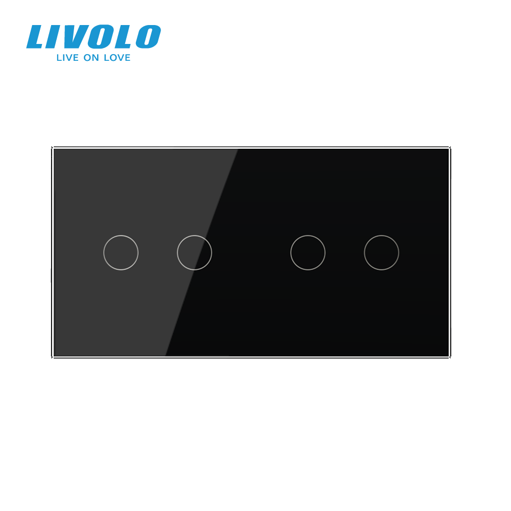 LIVOLO Сенсорний прохідний/перехресний вимикач 4 сенсора (2-2) LIVOLO чорний матове скло Коломия - фото 2