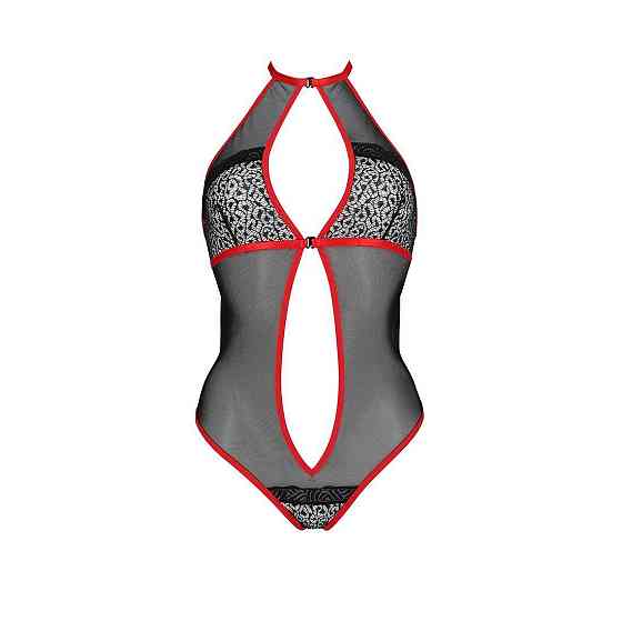 Сітчасте боді з мереживом на грудях Passion SATARA BODY L/XL red Sex Aura Київ