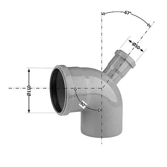 Колено 110x90° с отводом 50х67° TA Sewage Киев