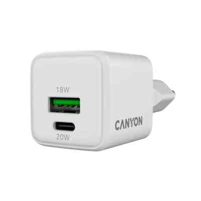 Зарядное устройство Canyon CU20AC GaN 20W 1xPD 1xQC EU White (CNS-CUW20AC) Винница