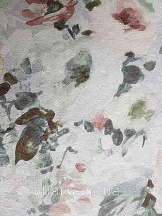 Шпалери флізелінові Decoprint Essentials 0.53х10 великі білі кремові квіти зелене листя на бузковому Київ