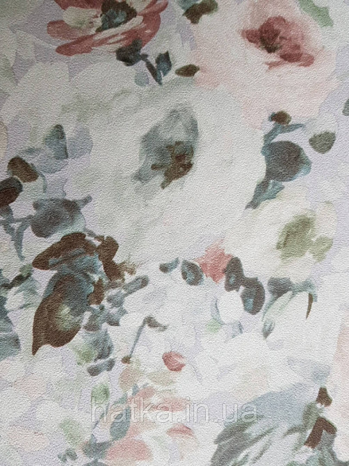 Шпалери флізелінові Decoprint Essentials 0.53х10 великі білі кремові квіти зелене листя на бузковому Київ - фото 3
