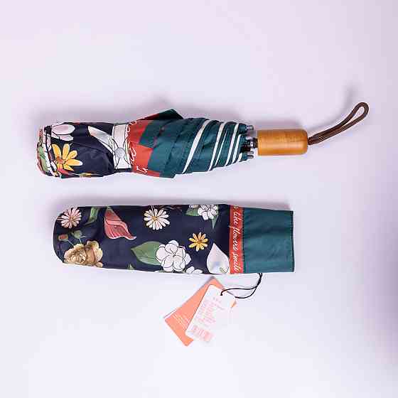 Парасолька механічна елегантна з принтом міцна надійна з поліестеру діаметр 99 см Чорний HP-23-15B Коломия