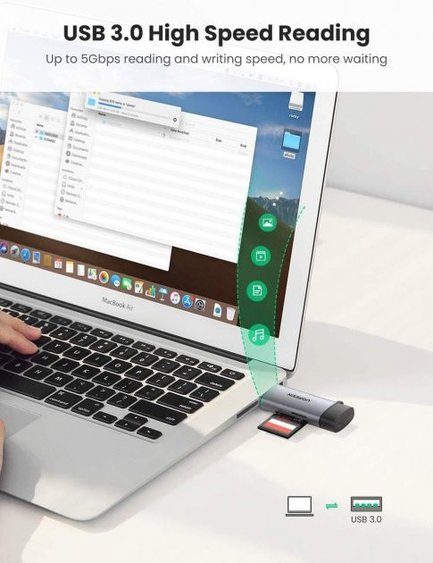 Кардрідер 2- в-1 TF/SD Ugreen CM185 50706 USB & USB-C (Серій) Николаев - изображение 8