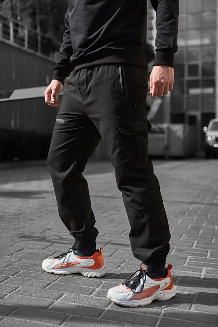 Чоловічі штани Intruder GRID джогери коттонові Штани з кишенями весна-осінь чорні Одеса - фото 6
