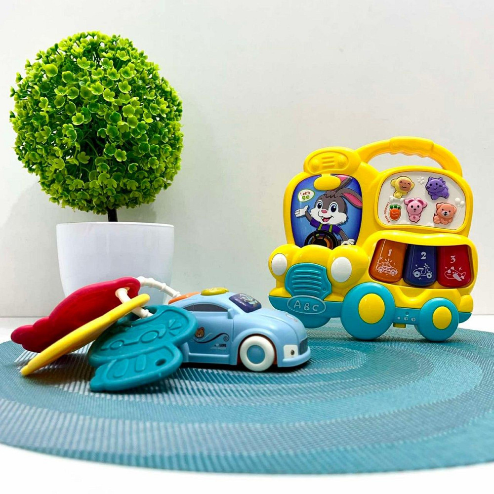 Набір ігровий Limo Toy піаніно машинка брелок музика звук українські вірші світло Жовтий (FT 0027) Чернигов - изображение 2