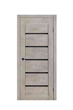 Дверь Реликт Лайн 30 Бетон + Черное стекло 80*200 см Износостойкие межкомнатные двери Киев