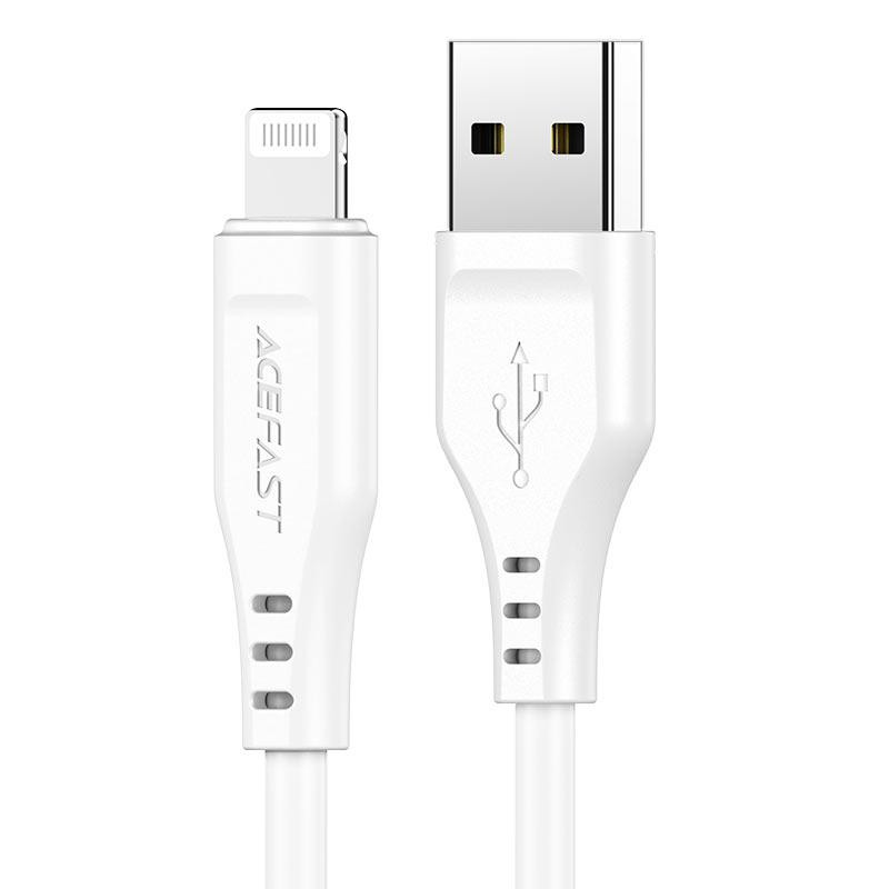 Кабель ACEFAST C3-02 USB - Lightning 2.4A, 1.2m, TPE, TPE конектори, колір білий AFC3-02W Одеса - фото 1