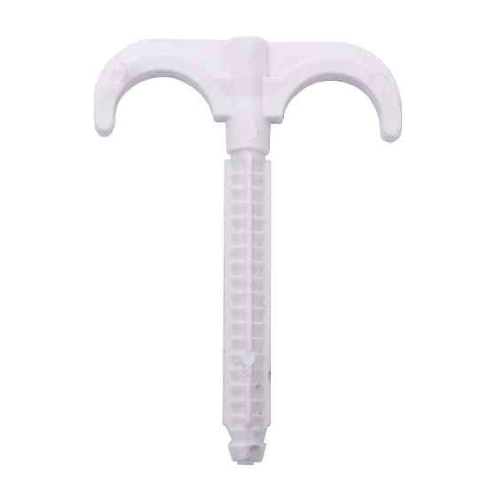 Кріплення-гак забивне подвійне для труби Ø16-25, довжина 100мм, біла (уп.100шт) (000002254) Київ