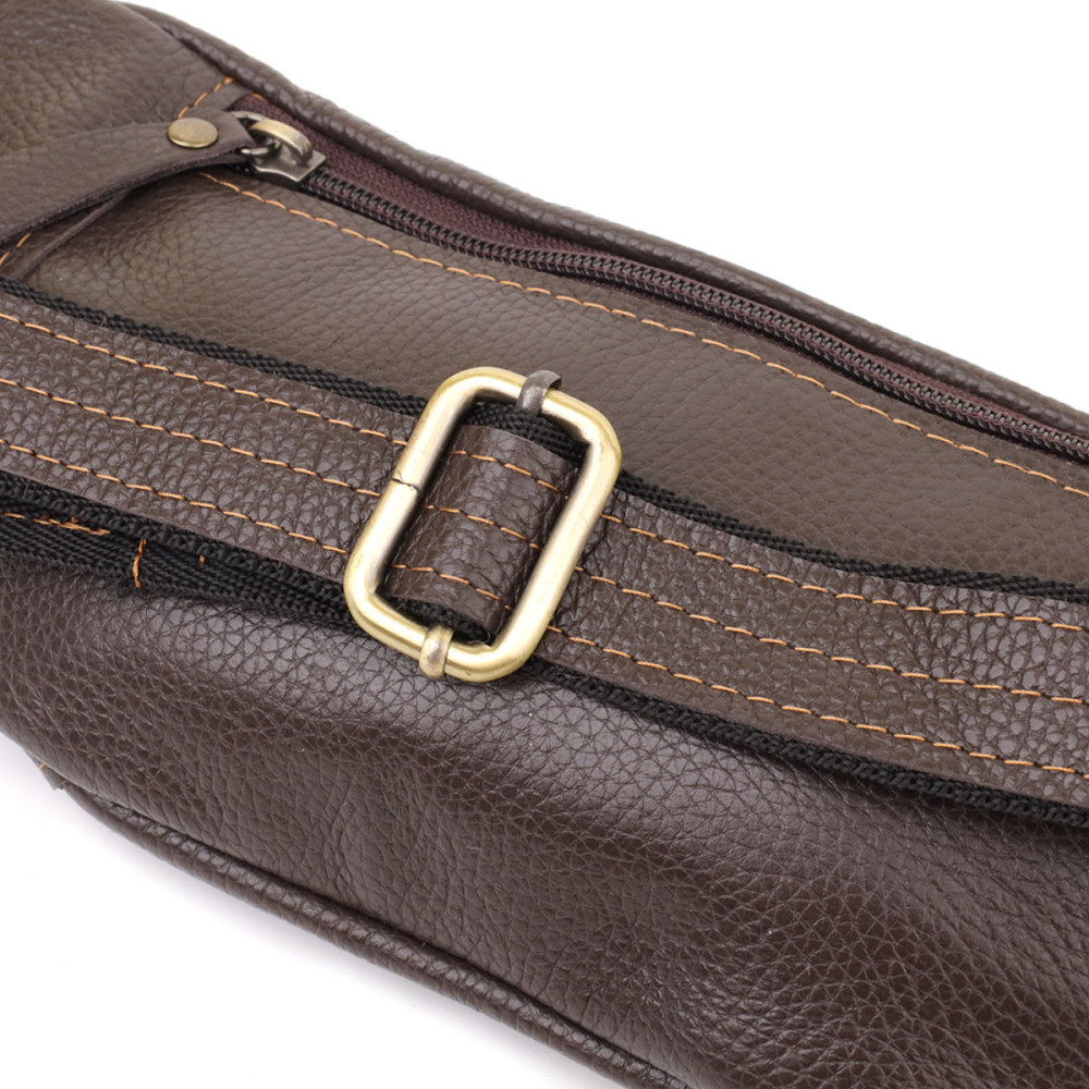 Сумка-бананка для чоловіків з натуральної зернистої шкіри Shvigel 23128 Коричневий Київ - фото 6