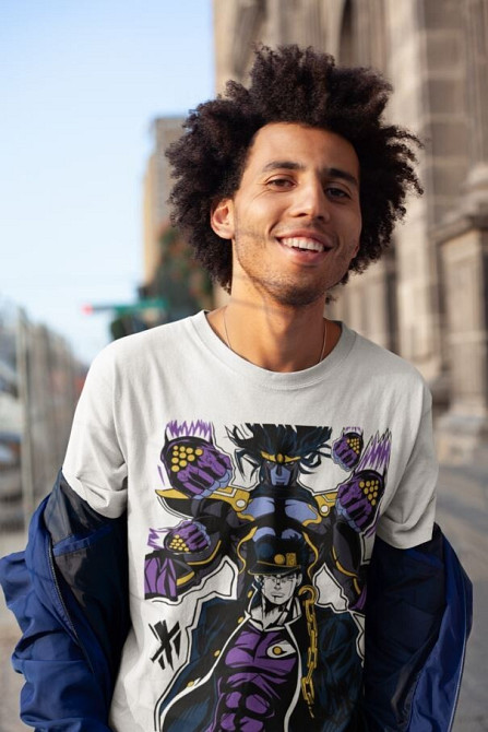 Футболка чоловіча з аніме принтом Джоджо С Бізарре Адвентуре оверсайз (S/M/L) Чорний AnimeJ1177 Дніпро - фото 9