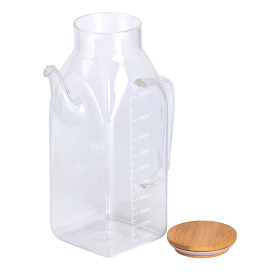 Yiwu Ємність для олії та оцту з бамбуковою кришкою 1 літр HP-34-2 Коломия