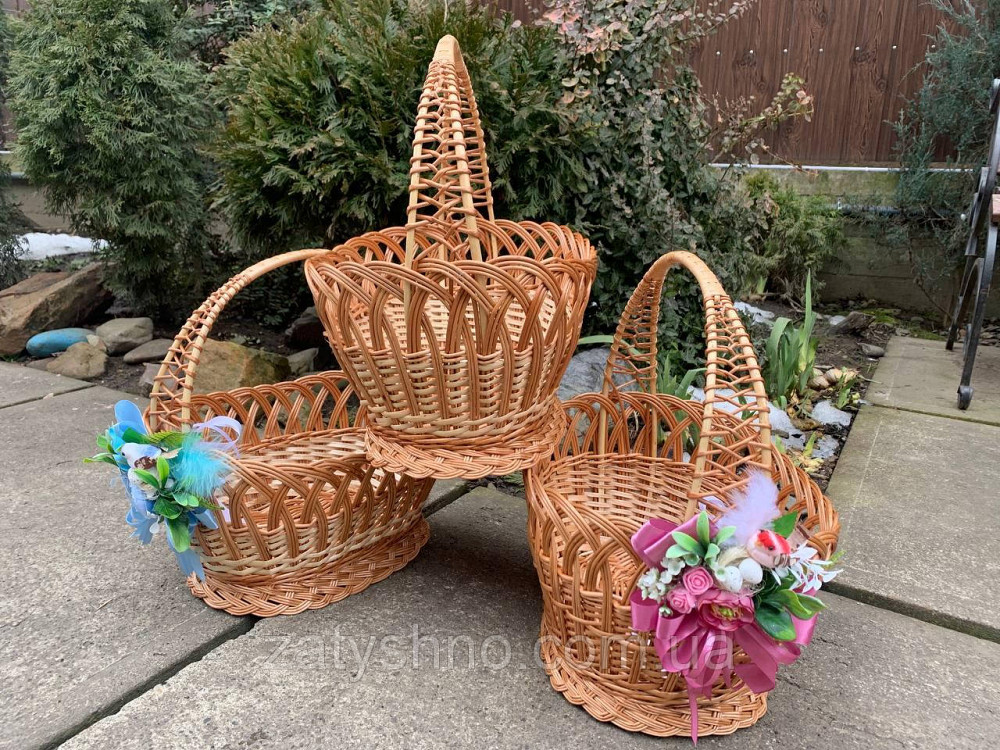 Кошик великий, плетений, з квіткою Київ - фото 4