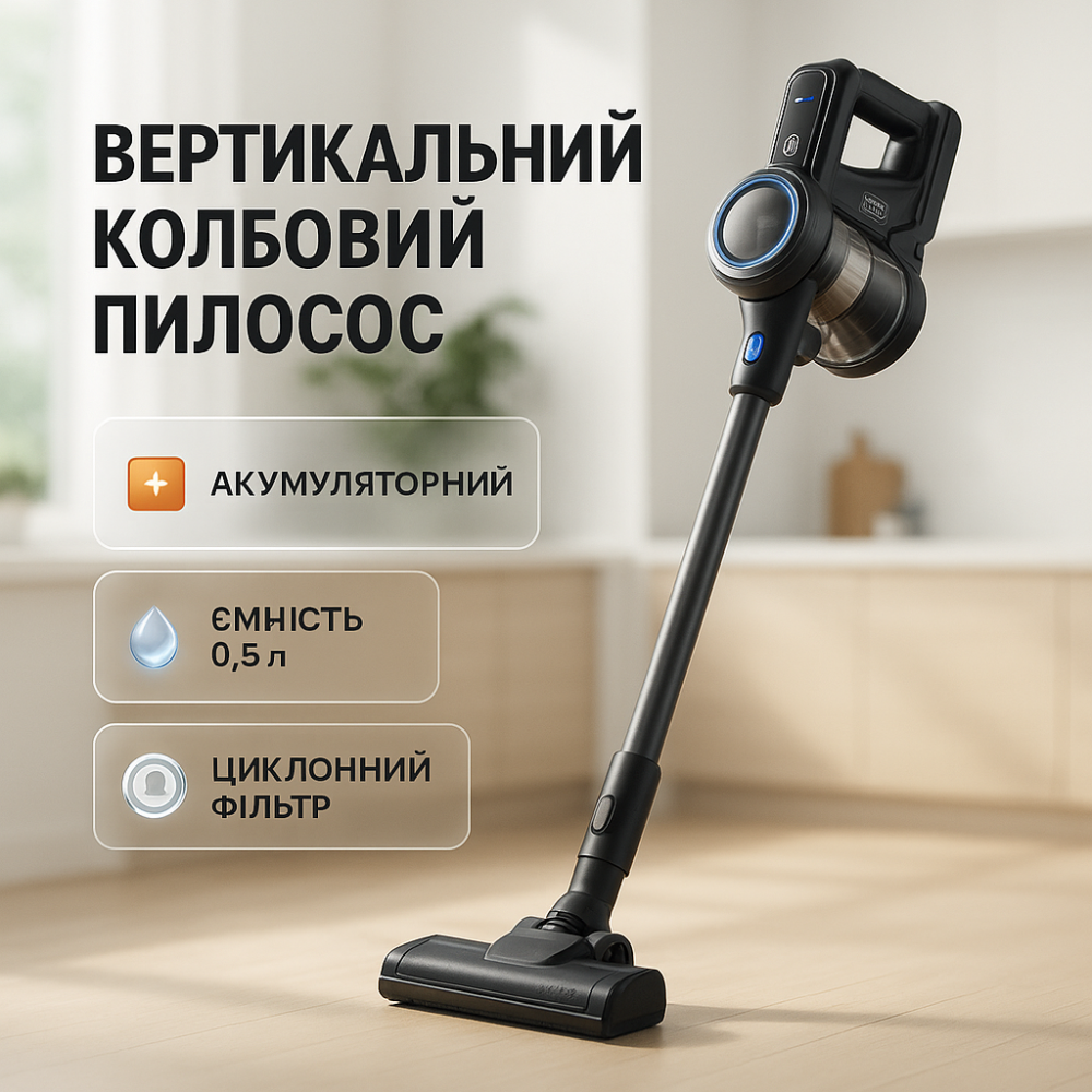 Пылесос с вертикальной трубой, Мощный аккумуляторный вертикальный пылесос Отличный ручной BN-11 Львов - изображение 4