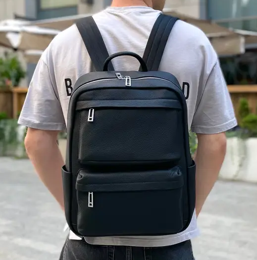 Мужской рюкзак Tiding Bag для ноутбука из натуральной кожи (40 х 30 х 16 см) Черный Винница - изображение 11