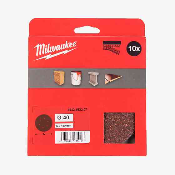 Круг шліфувальний MILWAUKEE 6 отв. H&L, Ø150мм, зерно 40, (10шт) Одеса