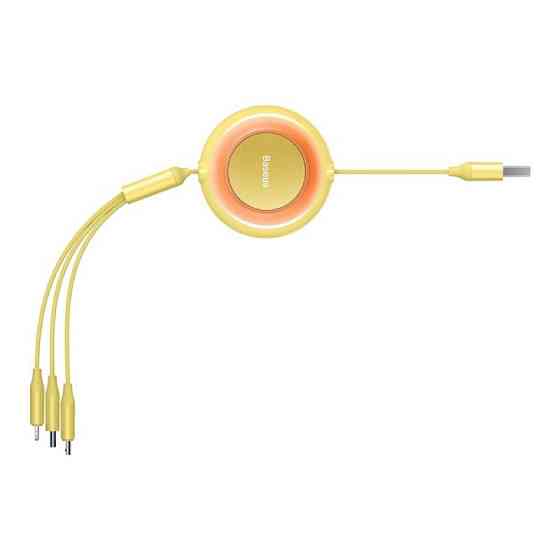 Кабель Baseus Bright Mirror 2 Series Retractable 3-in-1 Fast Charging  Data Cable USB to M+L+C 3.5A 1.1m yellow Київ