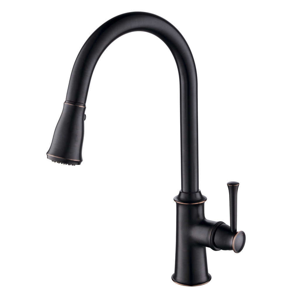 Смеситель для кухни с выдвижным изливом Imprese Podzima Zrala ZMK02170815, черный Киев - изображение 1