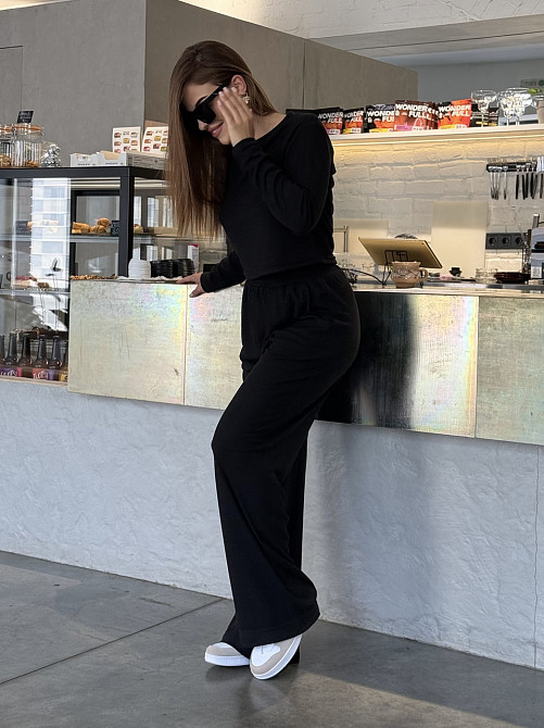 Жіночий костюм штани з лонгслівом рубчик Бежевий Харків - фото 5