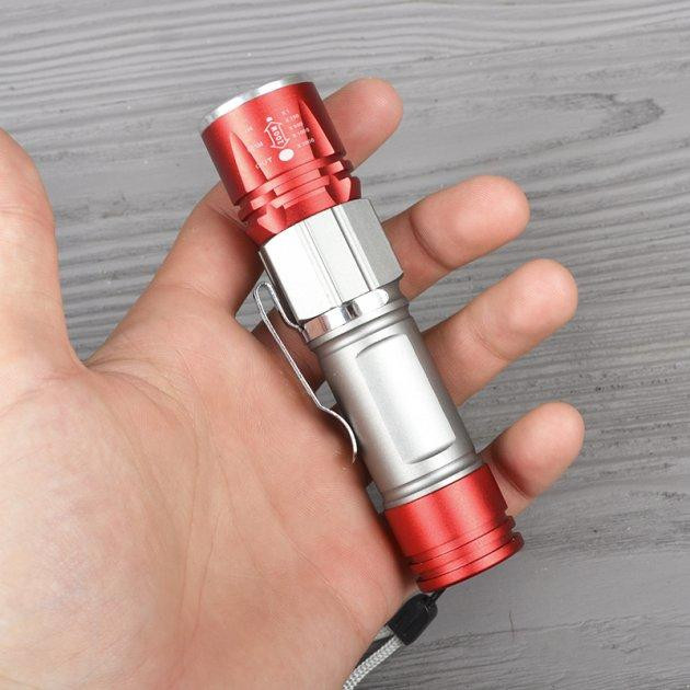 Ручний мініліхтар Bailong BL-517-XPE USB (Сріблясто-червоний) Вінниця - фото 9