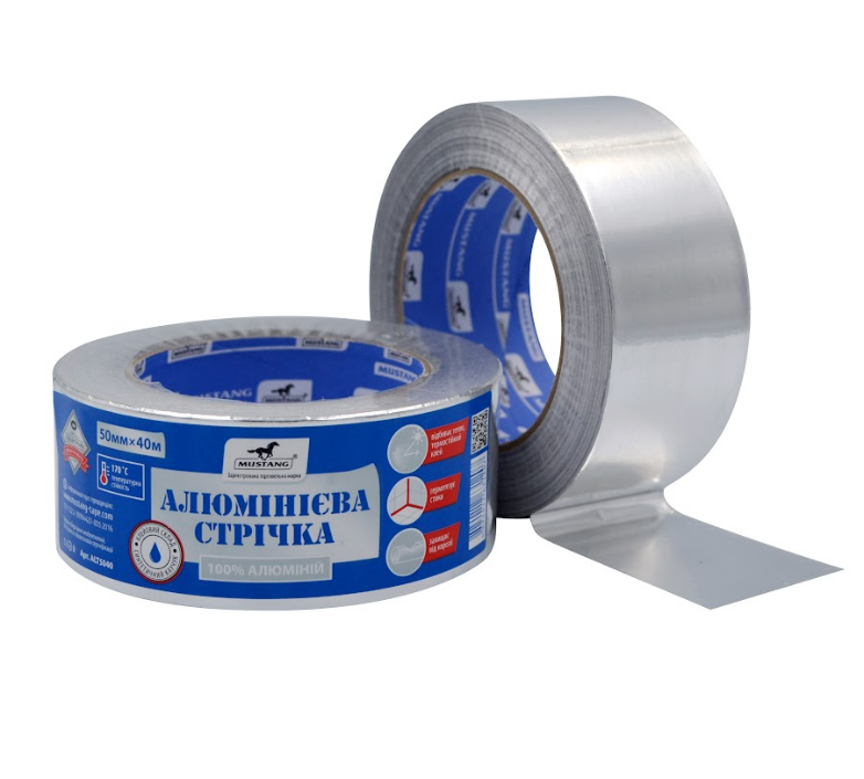 Стрічка клейка алюмінієва 50мм*40м 50мкм Мустанг Житомир - фото 2