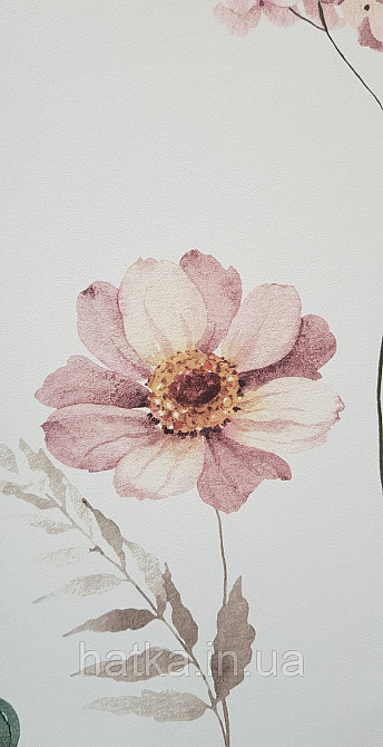 Шпалери флізелінові екологічно чисті Rasch Kids World 0.53х10 дитячі квіти рожеві сірі коричневі на білому Київ - фото 2