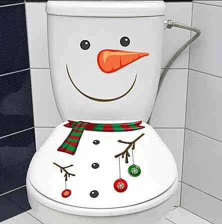 Святкова наклейка Сніговик для ванної кімнати 30 на 30 см білий Київ