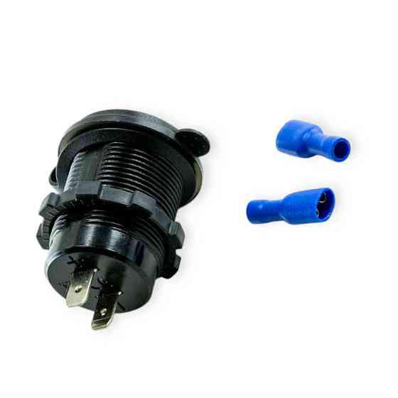 Гніздо врізне 2 USB 1A, 2,1A, 12-24В, кришка, з вольтметром та підсвічуванням синій Мукачево