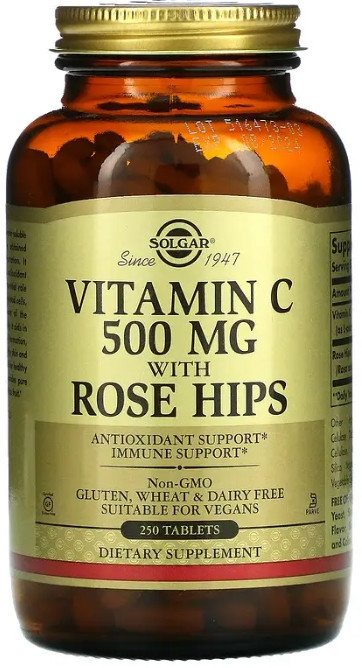 Вітамін С с шипшиною Solgar Vitamin C 500 мг 250 таб Київ - фото 1