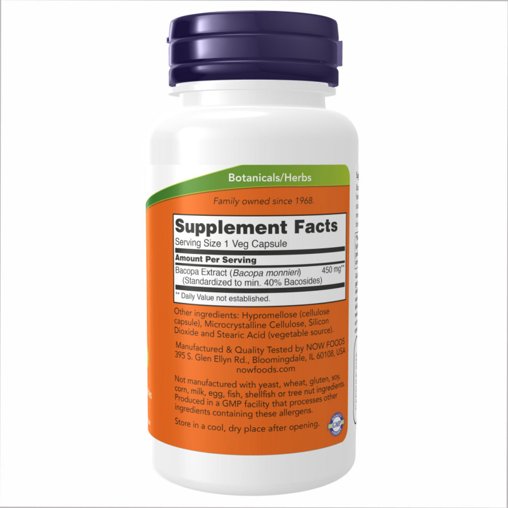 Бакопа Now Foods Bacopa Extract 450 mg 90 vcaps Київ - фото 2