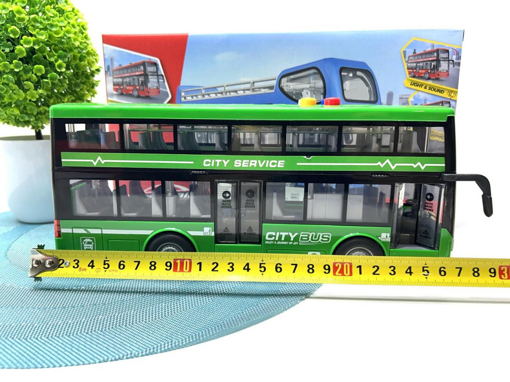 Автобус інерційний двоповерховий світло звук двері відкриваються гумові колеса Зелений (RJ5504) Чернигов - изображение 7