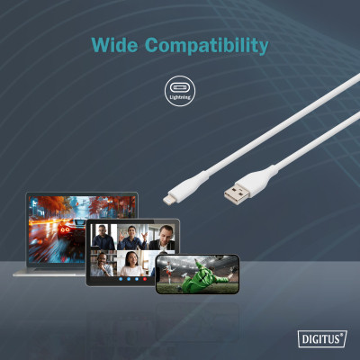 Дата кабель USB 2.0 AM to Lightning 2.0m 12W white Digitus (AK-600108-020-W) Винница - изображение 9