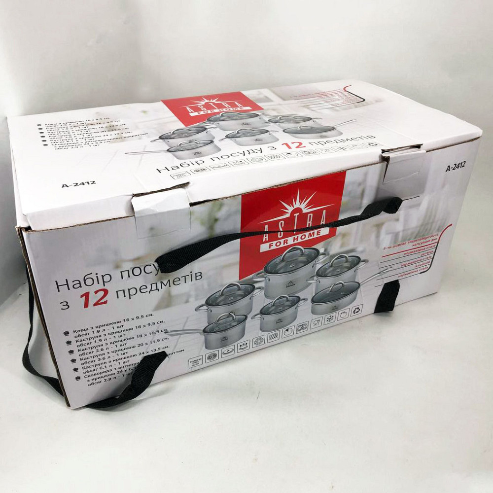 Набір каструль з антипригарним внутрішнім покриттям 12, Набір каструль з антипригарним дном HT-90 Івано-Франківськ - фото 8