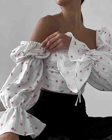 Жіночий літній романтичний топ муслін 100% бавовна Молочна 2 Одеса