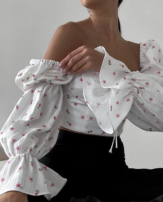 Женский летний романтичный топ муслин 100% хлопок Молочный 2 Одесса - изображение 2