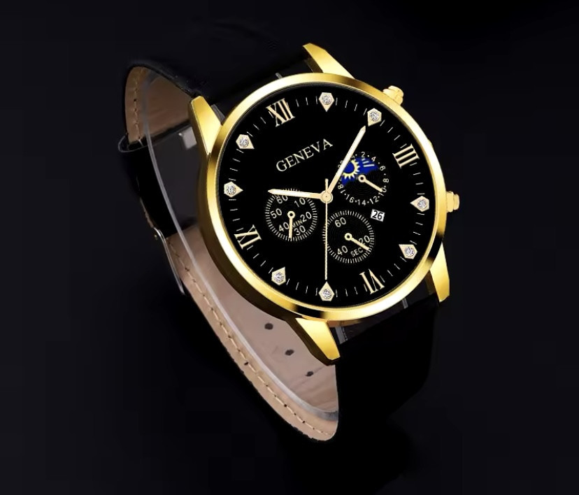 Подарочный набор для мужчин: 1 наручные часы с 1 оригинальным модным браслетом без подарочной коробки черный Киев - изображение 4