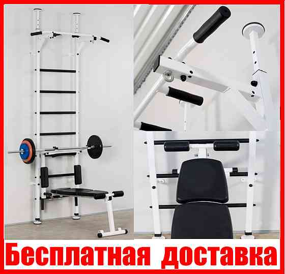 Шведская стенка Tornado Pro White, профессиональный тренажер для взрослых до 120 кг, кольцо для груш Каменское