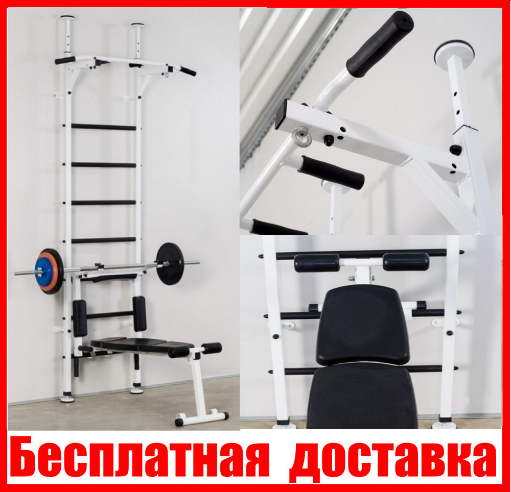 Шведская стенка Tornado Pro White, профессиональный тренажер для взрослых до 120 кг, кольцо для груши Каменское - изображение 1