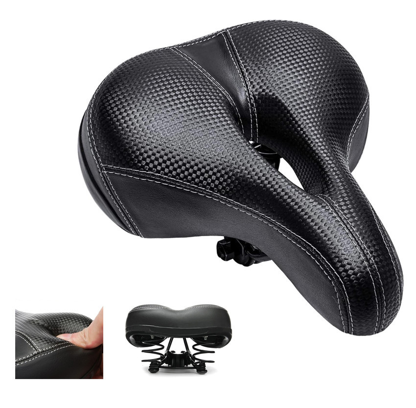 Седло для велосипеда на пружинах мягкое амортизирующее Черное 260*210 мм Бровары - изображение 1